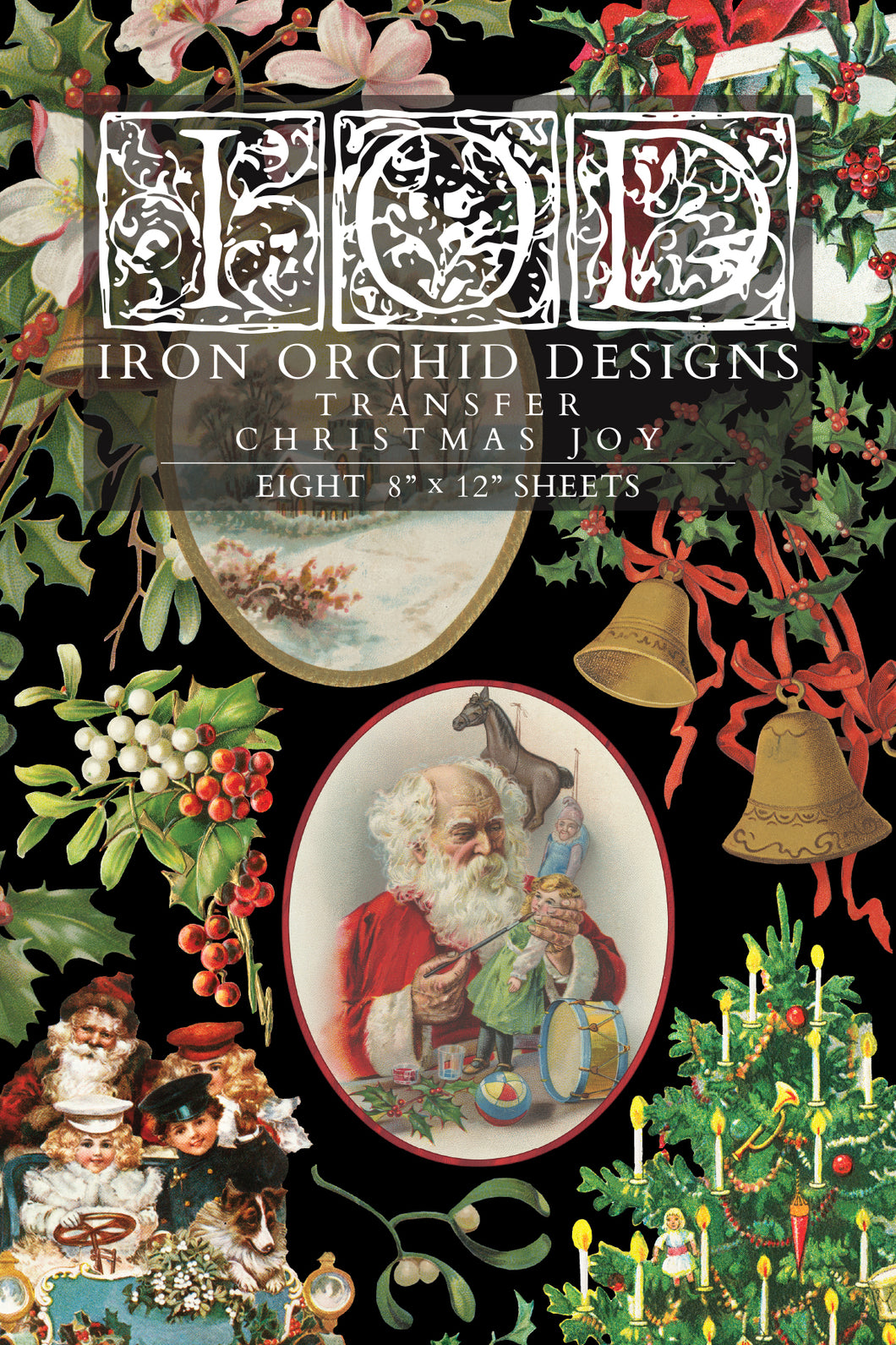 IOD Christmas Joy  IOD Transfer 8x12 Pad Rub On Furniture Crafts Iron Orchid Designs