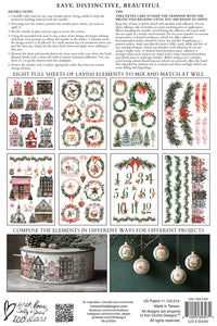 Partridge Lane  IOD Transfer 8x12 Pad Rub On Furniture Crafts Iron Orchid Designs Nature with Wreaths Animals and Village Houses Christmas