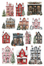 Load image into Gallery viewer, Partridge Lane  IOD Transfer 8x12 Pad Rub On Furniture Crafts Iron Orchid Designs Nature with Wreaths Animals and Village Houses Christmas
