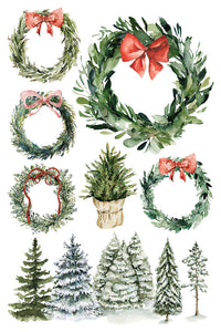 Partridge Lane  IOD Transfer 8x12 Pad Rub On Furniture Crafts Iron Orchid Designs Nature with Wreaths Animals and Village Houses Christmas