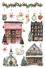 Load image into Gallery viewer, Partridge Lane  IOD Transfer 8x12 Pad Rub On Furniture Crafts Iron Orchid Designs Nature with Wreaths Animals and Village Houses Christmas
