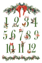 Load image into Gallery viewer, Partridge Lane  IOD Transfer 8x12 Pad Rub On Furniture Crafts Iron Orchid Designs Nature with Wreaths Animals and Village Houses Christmas
