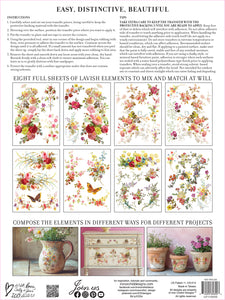 IOD Saint Germain IOD Transfer 12x16 Pad Furniture Transfer Rub On Crafts Art by Iron Orchid Designs 8 Sheets Florals and Butterflies