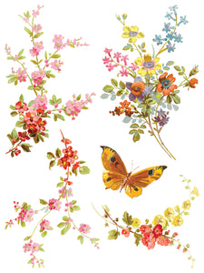 IOD Saint Germain IOD Transfer 12x16 Pad Furniture Transfer Rub On Crafts Art by Iron Orchid Designs 8 Sheets Florals and Butterflies