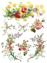 Load image into Gallery viewer, IOD Saint Germain IOD Transfer 12x16 Pad Furniture Transfer Rub On Crafts Art by Iron Orchid Designs 8 Sheets Florals and Butterflies
