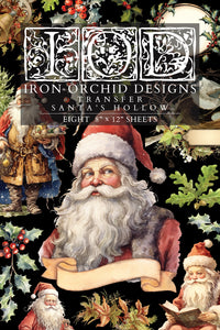 Santa's Hollow  IOD Transfer 8x12 Pad Rub On Furniture Crafts Iron Orchid Designs Nature with Fall and Christmas Themes