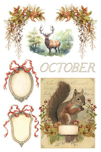 Santa's Hollow  IOD Transfer 8x12 Pad Rub On Furniture Crafts Iron Orchid Designs Nature with Fall and Christmas Themes