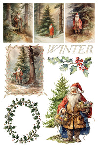 Santa's Hollow  IOD Transfer 8x12 Pad Rub On Furniture Crafts Iron Orchid Designs Nature with Fall and Christmas Themes