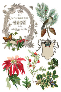 Winter Botanist  IOD Transfer 8x12 Pad Rub On Furniture Crafts Iron Orchid Designs Nature with Greenery Butterflies Birds and More