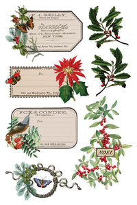 Winter Botanist  IOD Transfer 8x12 Pad Rub On Furniture Crafts Iron Orchid Designs Nature with Greenery Butterflies Birds and More