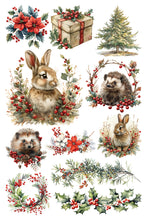 Load image into Gallery viewer, Yuletide - IOD Decorative Furniture Transfer  8&quot; x 12&quot; Pad 8 Sheets Nature Christmas Designs Trees, Cardinals, Squirrel, Fairies, Santa, Bunnies, Wreaths
