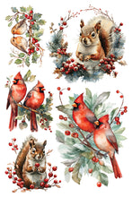 Load image into Gallery viewer, Yuletide - IOD Decorative Furniture Transfer  8&quot; x 12&quot; Pad 8 Sheets Nature Christmas Designs Trees, Cardinals, Squirrel, Fairies, Santa, Bunnies, Wreaths
