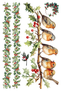 Yuletide - IOD Decorative Furniture Transfer  8" x 12" Pad 8 Sheets Nature Christmas Designs Trees, Cardinals, Squirrel, Fairies, Santa, Bunnies, Wreaths