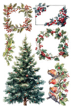 Load image into Gallery viewer, Yuletide - IOD Decorative Furniture Transfer  8&quot; x 12&quot; Pad 8 Sheets Nature Christmas Designs Trees, Cardinals, Squirrel, Fairies, Santa, Bunnies, Wreaths
