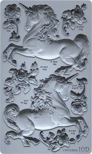 IOD Decor Mould Unicorns 6x10 Iron Orchid Designs Use Clay / Resin Furniture Crafts Signs Sugar Arts, Ceramics