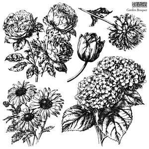 Garden Bouquet IOD 12"x12"  Decor Stamp - Great for Furniture, Crafts and Home Decor Floral Hydrangea Tulip Daisy Rose