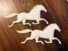 Load image into Gallery viewer, Running Horse Resin Castings Set of 2 Paintable Furniture Appliques White Resin Embellishments for Crafts DIY Decor Horse Decor
