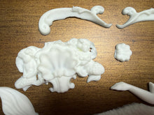 Load image into Gallery viewer, Mermaid Resin Castings and More Swirls 2 Small Shells, A Baby Mermaids Paintable Furniture Appliques Beach Decor DIY Craft Embellishments
