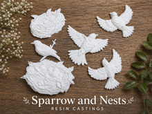 Load image into Gallery viewer, Sparrow Birds and Nests Resin Castings for Furniture and Craft Applications
