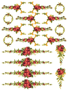 IOD Petite Fleur Red IOD Paint Inlay 12 x 16" 4  Sheets Furniture and Craft Inlay