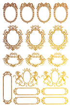 Load image into Gallery viewer, Petits Ornements IOD Decor Foil Transfer New Type of Transfer 8&quot; x 12&quot;  Rub On Furniture and Crafts Gold Foil
