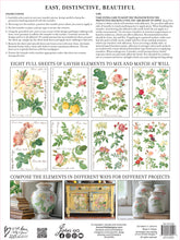 Load image into Gallery viewer, IOD Decorative Furniture Transfer Rose Botanical 12x16 Pad with 8 Sheets Furniture and Craft Rub On
