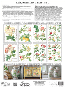 IOD Decorative Furniture Transfer Rose Botanical 12x16 Pad with 8 Sheets Furniture and Craft Rub On