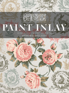 IOD Paint Inlay Spring Melody 16" x 12" Pad 8 Sheets Decorative Furniture Inlay Limited Quantities Bunnies Spring Flowers and more