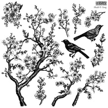 Load image into Gallery viewer, Shade &amp; Song IOD 12&quot;x12&quot;  Decor Stamp - Great for Furniture, Crafts and Home Decor Cherry Blossom Branches and Birds
