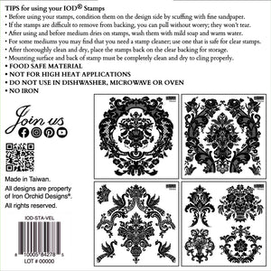 Velveteen IOD 6" x 6"  Decor Stamp - Great for Furniture, Crafts and Home Decor Damask Patterns in Box Set