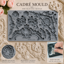 Load image into Gallery viewer, Cadré 6x10 IOD Mould Iron Orchid Designs  Clay or Resin for Furniture or Crafts Ornate Baroque  Mould |Cherub Furniture Appliqué Cadre
