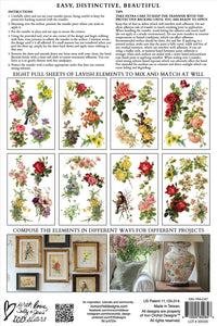 IOD Transfer Catharina Transfer  8" x 12" Pad 8 Sheets Roses Birds Florals