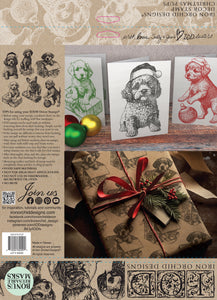 Christmas Pups 12"x12"  Decor Stamp - Christmas Stamp Great for Furniture, Crafts and Home Decor