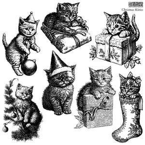 Christmas Kitties 12"x12"  Decor Stamp - Christmas Stamp Great for Furniture, Crafts and Home Decor