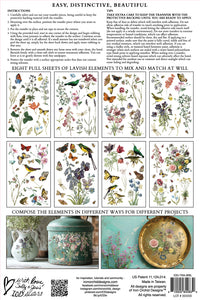 IOD Transfer Wilde Bloemen Transfer  8" x 12" Pad 8 Sheets Spring Wildflowers Botanical Art Insects