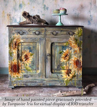 Load image into Gallery viewer, Painterly Florals Furniture Transfer - Sunflowers Lavender and Wild Roses All Perfect for Your Next Craft Project 16&quot; x 12&quot;
