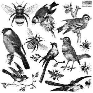 Birds & Bees 12"x12"  Decor Stamp - Great for Furniture, Crafts and Home Decor