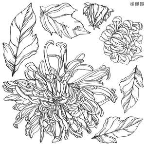 IOD Chrysanthemum 12"x12"  Decor Furniture Stamp - Great for Crafts and Home Decor
