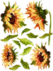 Painterly Florals Furniture Transfer - Sunflowers Lavender and Wild Roses All Perfect for Your Next Craft Project 16" x 12"