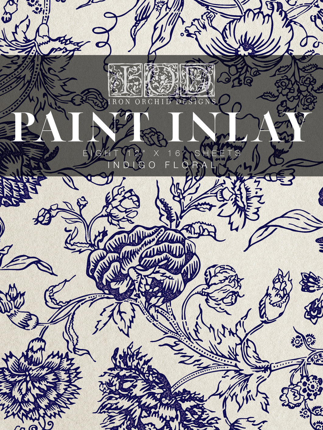 IOD Paint Inlay Indigo Floral 12 x  16 - Brand New Product