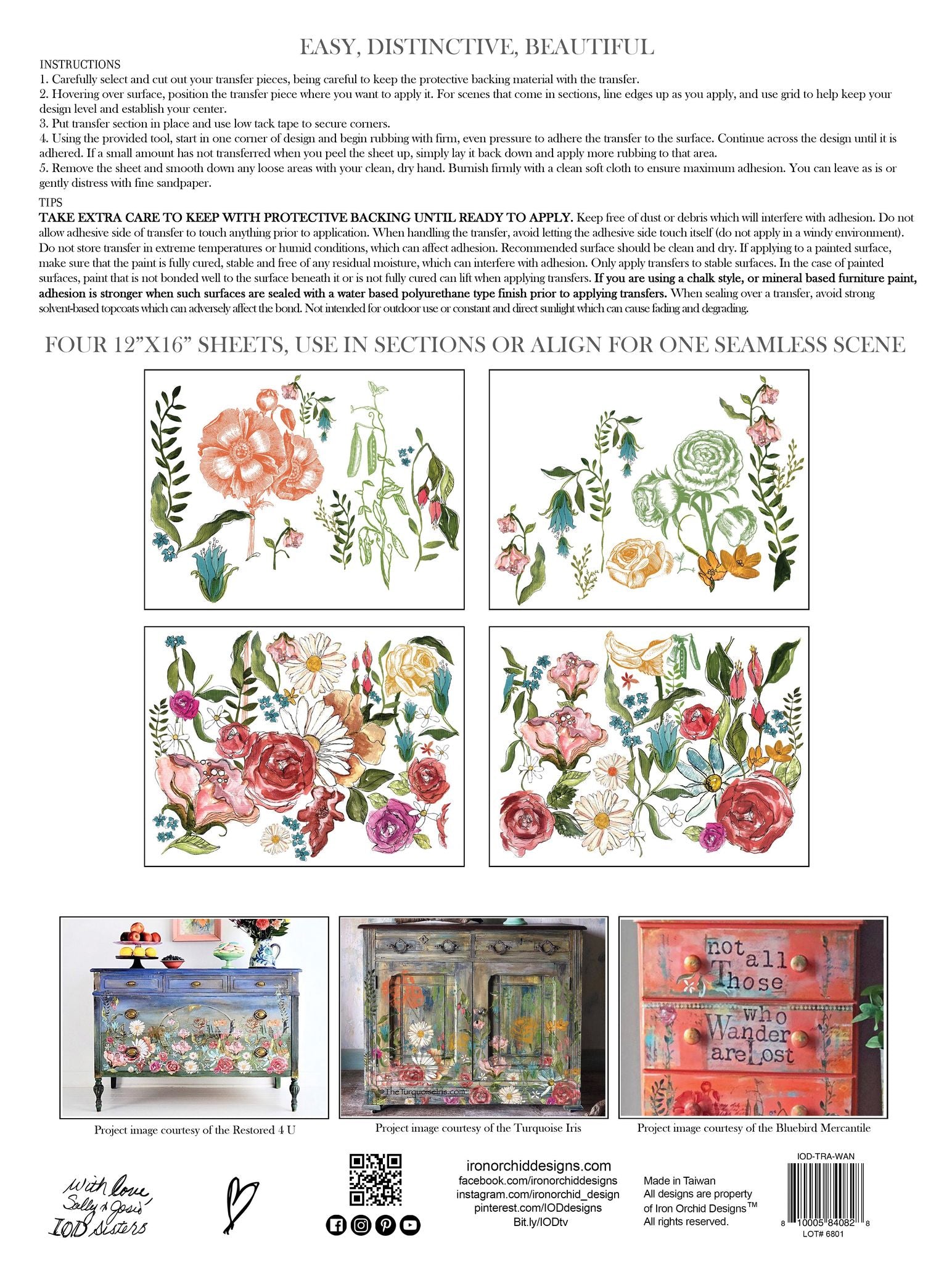 IOD Decorative Furniture Transfer May's Roses 12x16 Pad with 4 Sheets –  Goodson Vintage Treasures