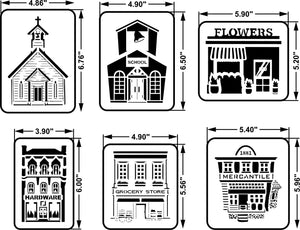 JRV Stencil Main Street Minis Signs - 6 Building Designs